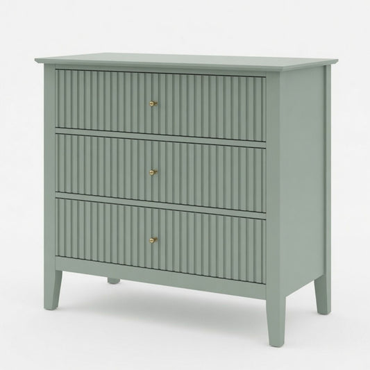 Fluted 3 Drawer Nightstand With Soft Close Slides