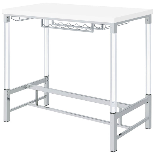 Tonneson - Bar Table With Trestle Base And Wine Storage - White