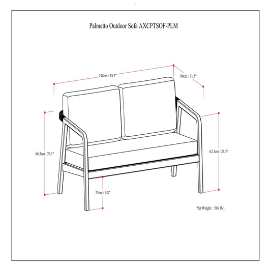 Palmetto - Outdoor Sofa - Stone Gray