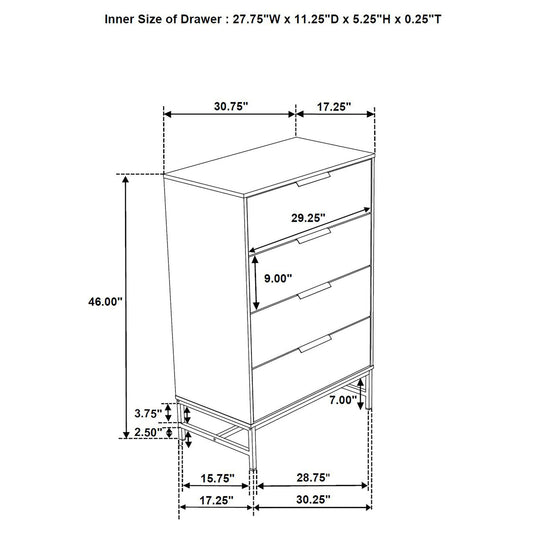 Taraval - 4 Drawer Chest - White