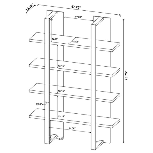Mystrene - 4 Shelf Bookcase With Open Shelving Design - Black