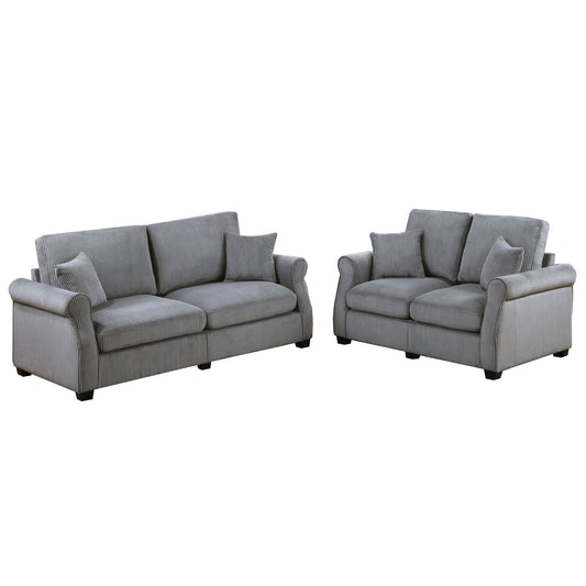 Contemporary 2 Piece Sofa Set With Matching Pillows