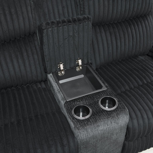 U181 - Corduroy Motion Loveseat - Black