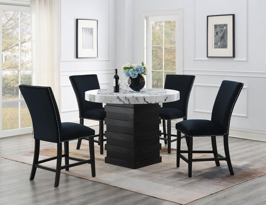 D141 - Round Counter Height Table - White / Black