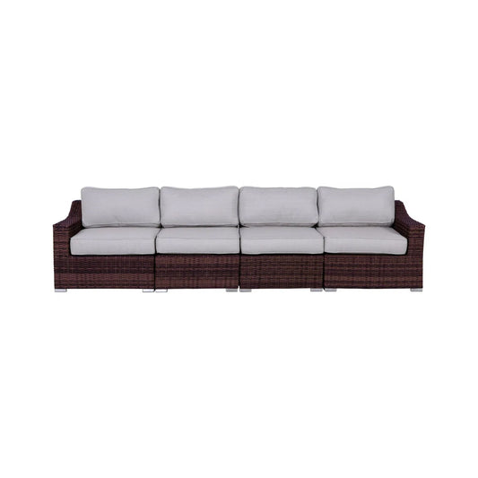 Contemporary Outdoor Rattan Wicker Sectional Seating Group With Cushions