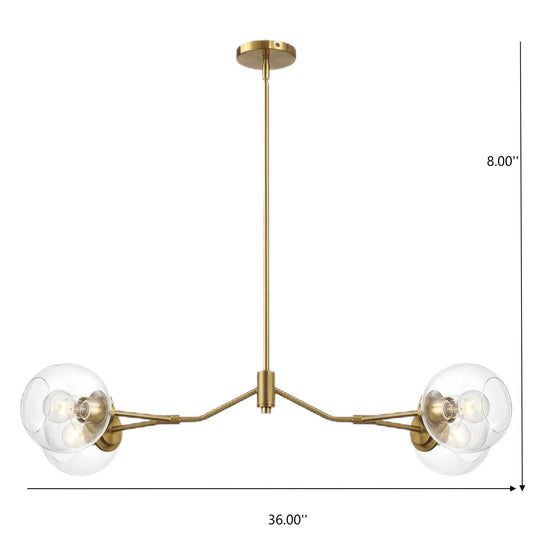 Jewel - 4 Lights Chandelier Ceiling Hanging Light Fixture - Clear / Gold