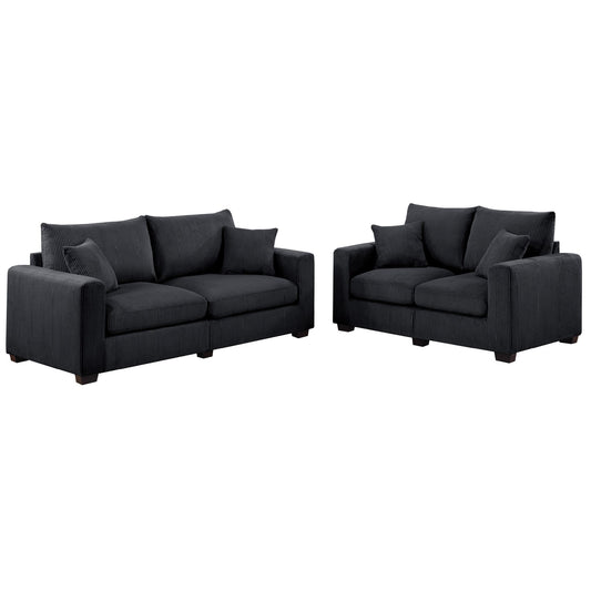 2 Piece Contemporary Style Sofa Set With Matching Pillows