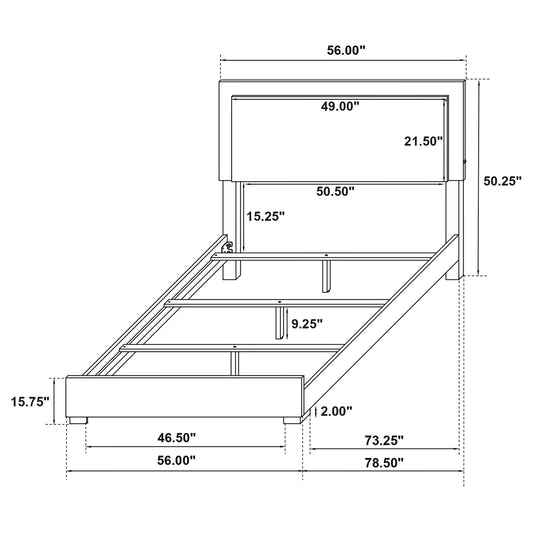 Full LED Panel Bed With Touch Activated Lighting - White