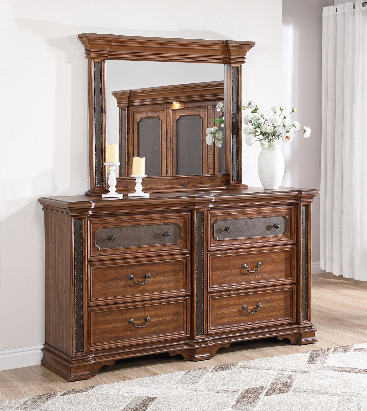 Classic Brown Framed Mirror for Elegant Bedrooms – B020-M