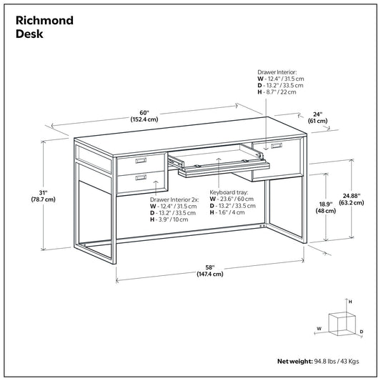 Richmond - Desk - Rustic Natural Aged Brown