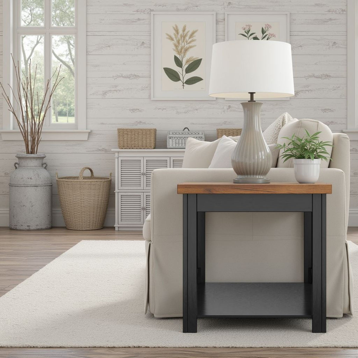 Essex - Side Table - Black / Whiskey