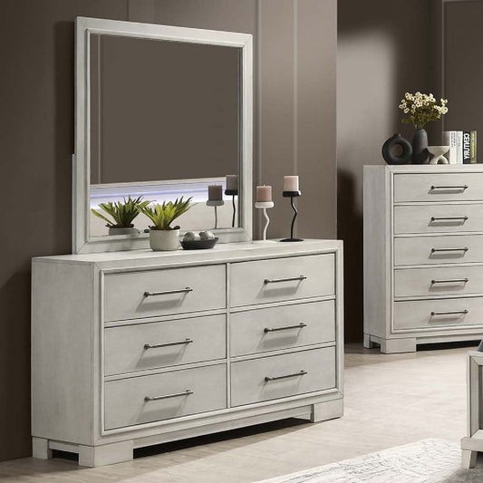 Dresser With Square Legs And Sleek Handles - Antique White