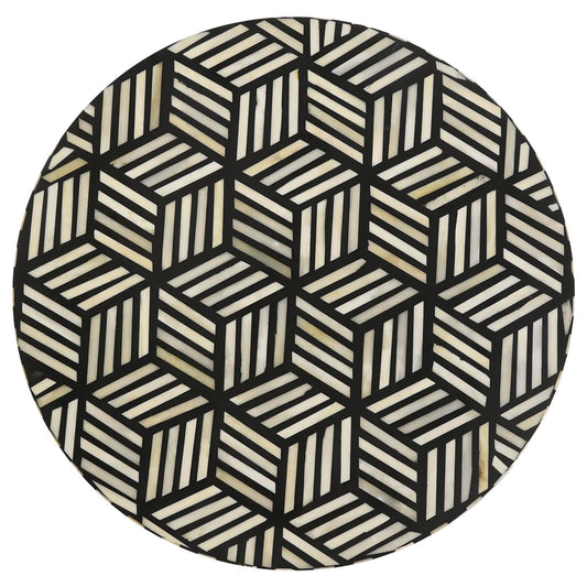 Top Accent Table With Mosaic Design, Circular Tabletop - Gold