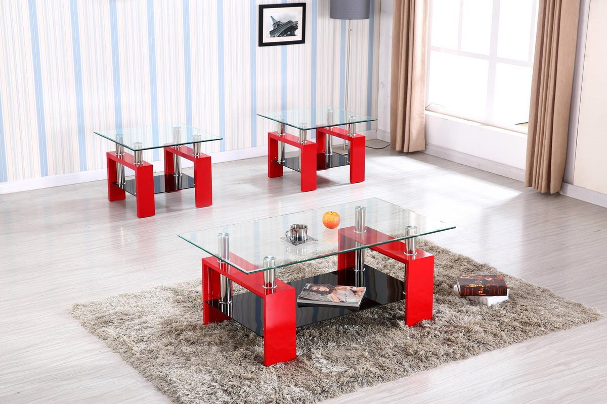 T309 - Coffee Table & 2 End Tables - Red