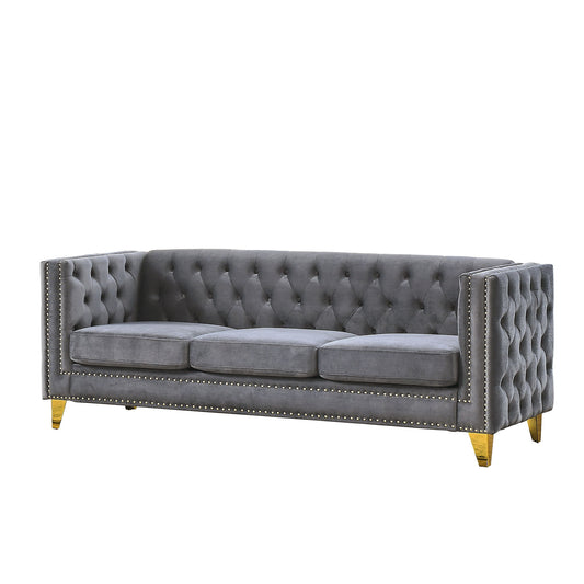 Upholstered Couch Sofa With Button Tufting For Living Room