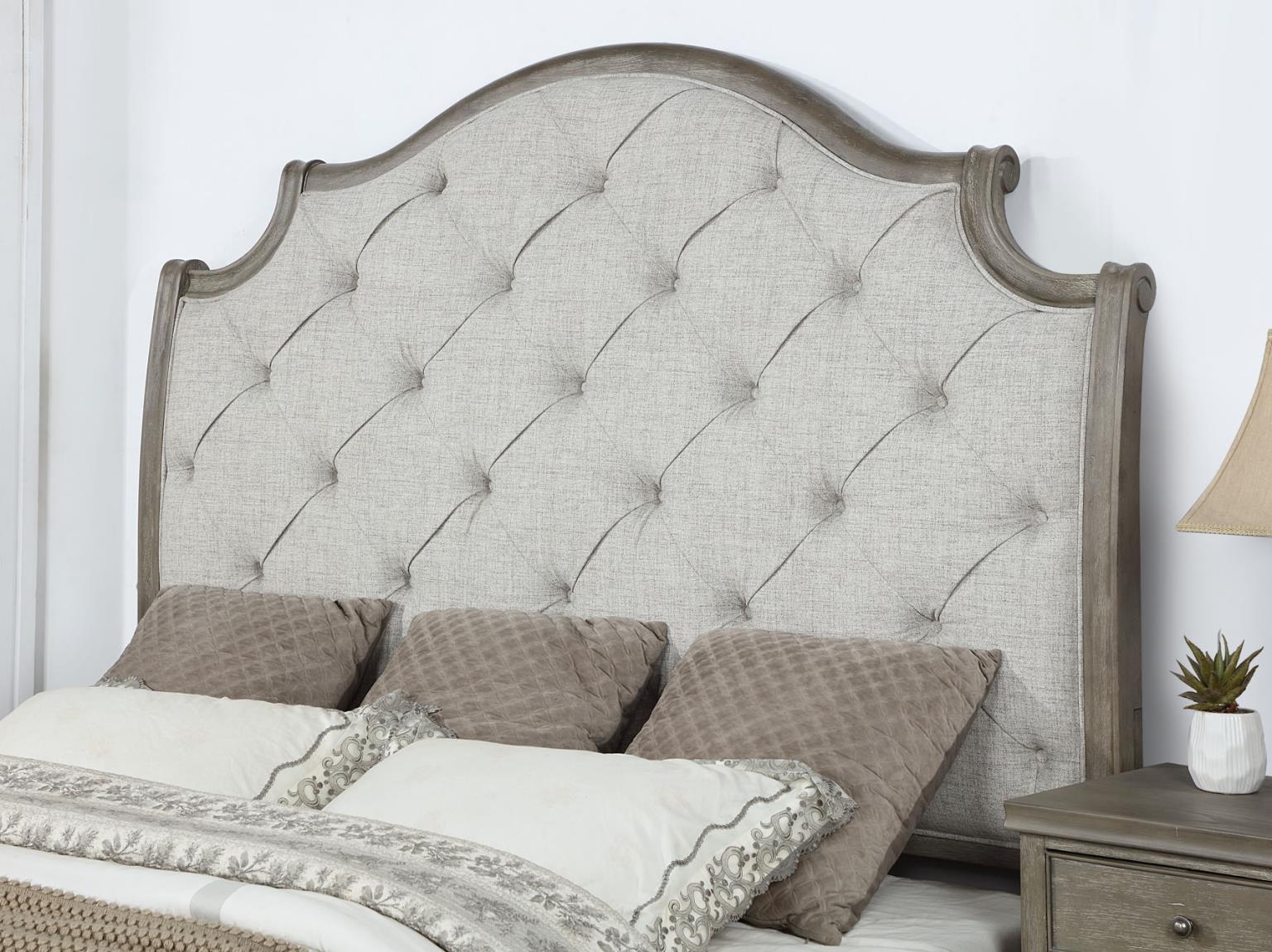 Elegant Gray King Bed with Upholstered Sleigh Headboard – B022-K