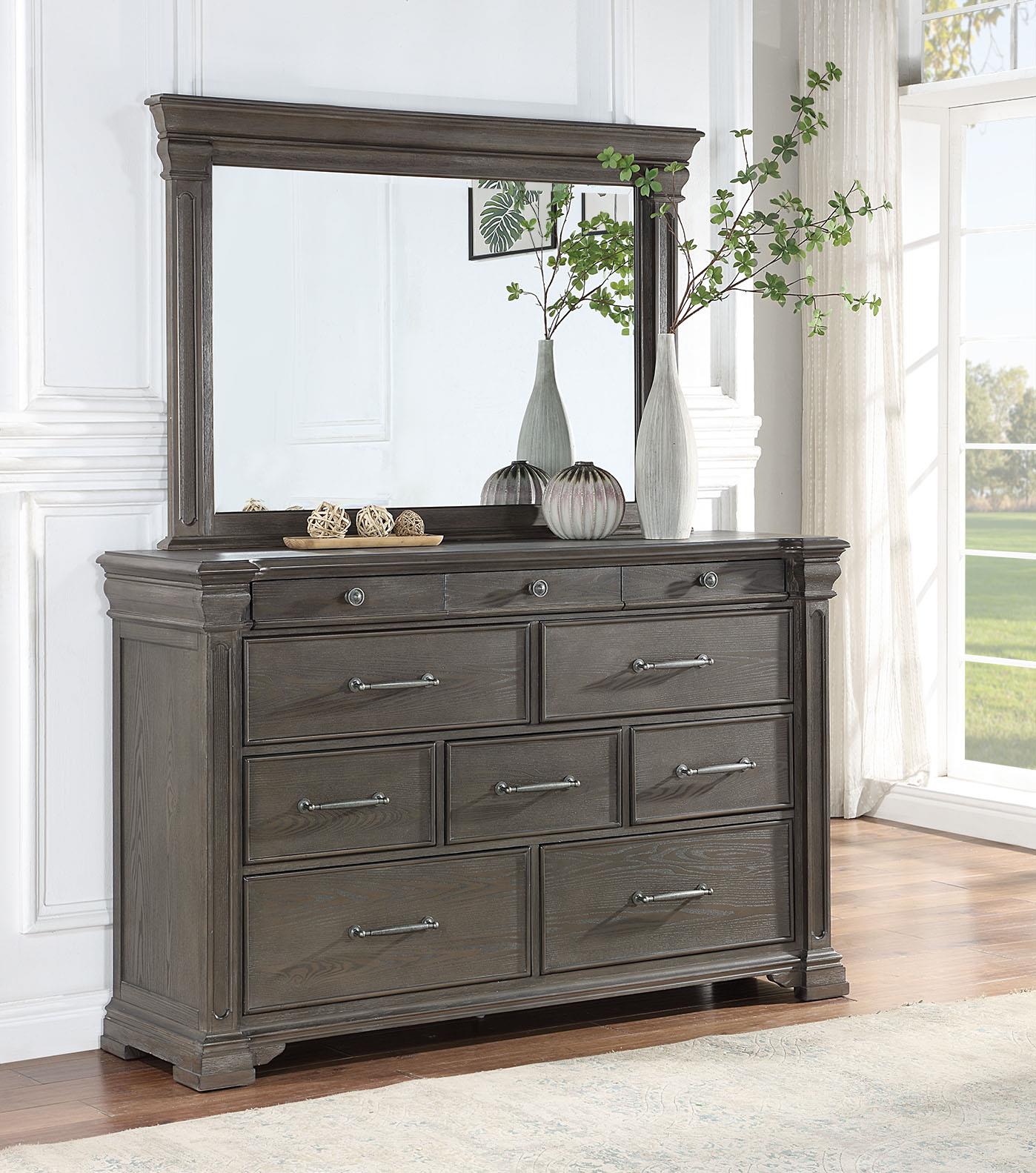 Dark Gray Dresser with Brushed Steel Handles & Felt-Lined Drawers – B067-D