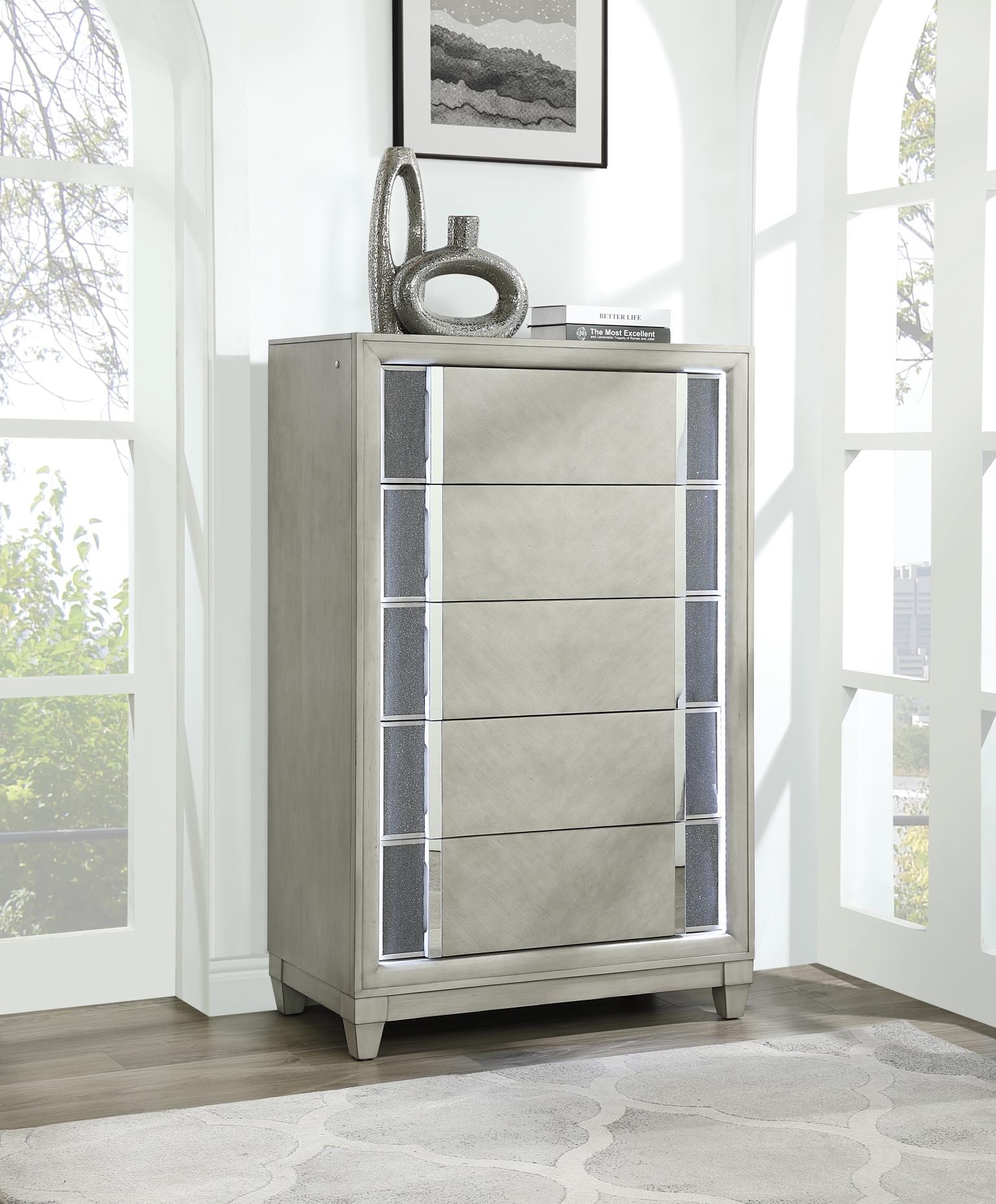 Gray Chest with Spacious Storage & Hidden Handles – B090-C
