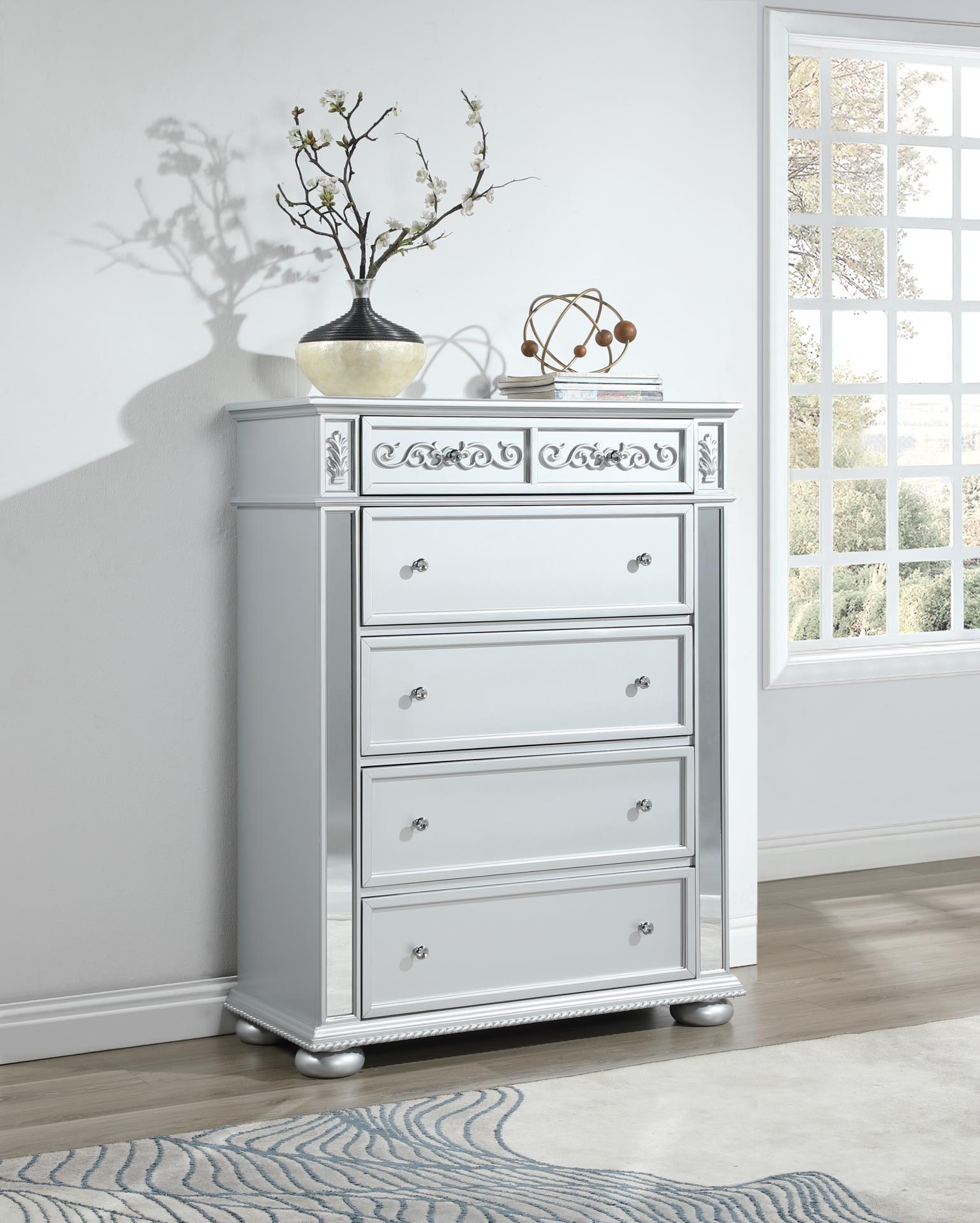 Gray Chest with Ornate Drawers & Twisted Bun Feet – B092-C