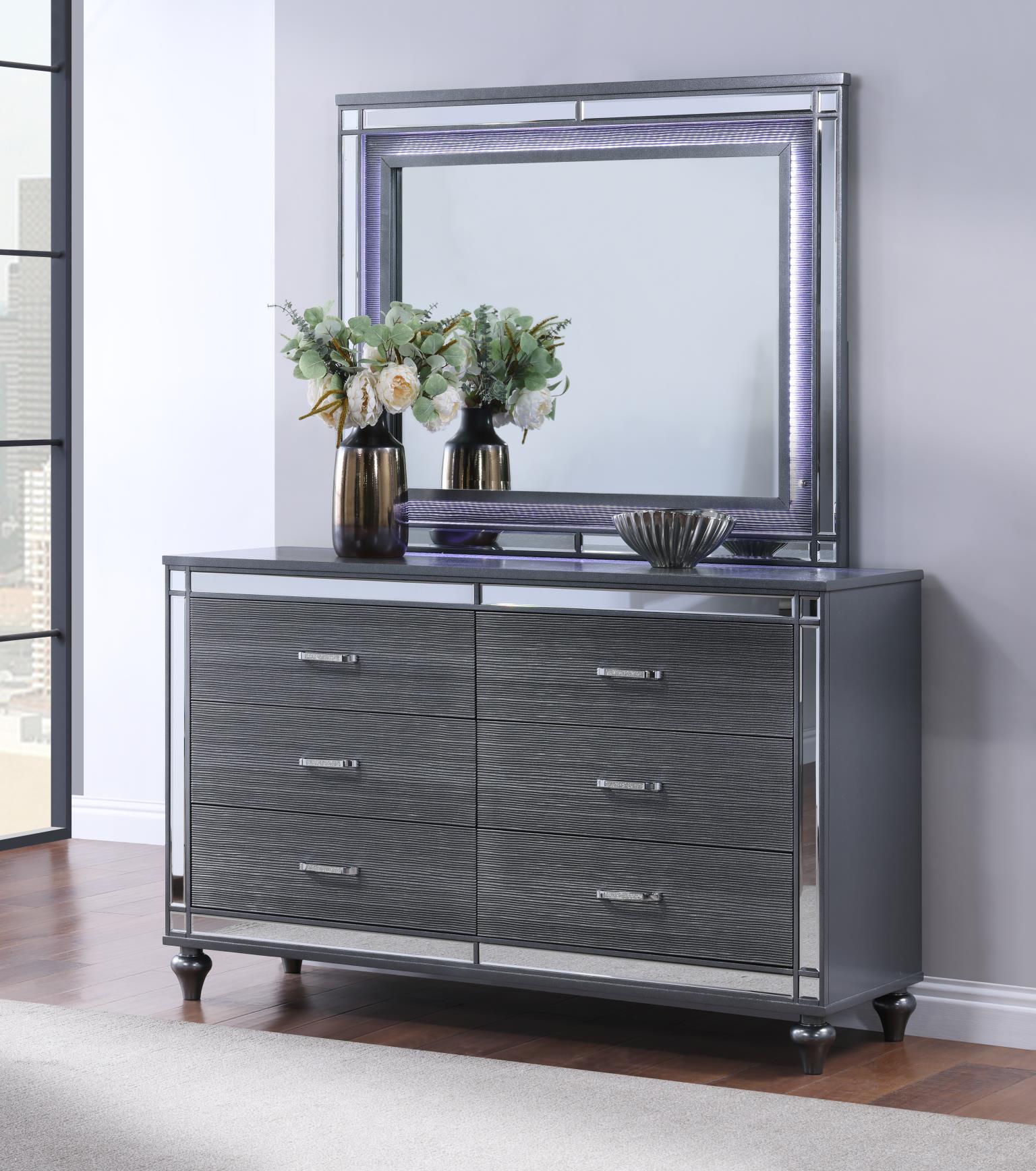 Charcoal Gloss LED Mirror with Sleek Frame – B223-M