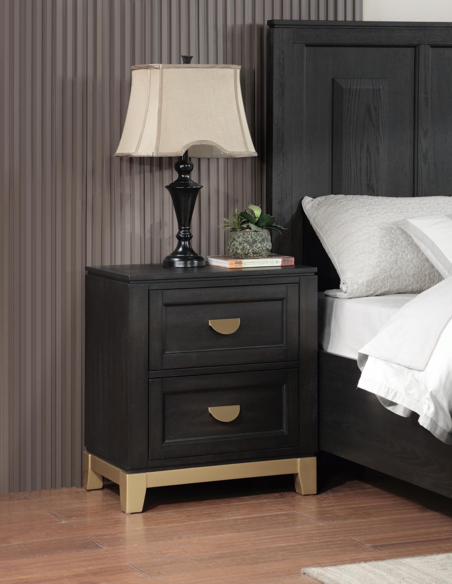Black/Gold Nightstand – B236-N