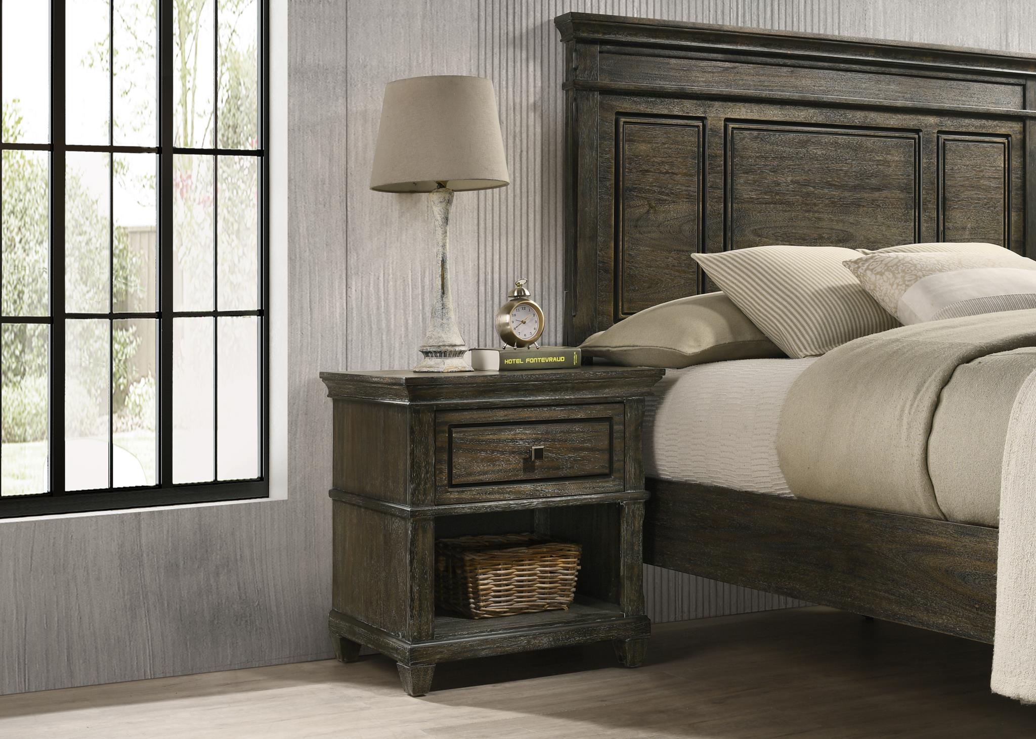Rough Black 2-Drawer Nightstand - B314-N