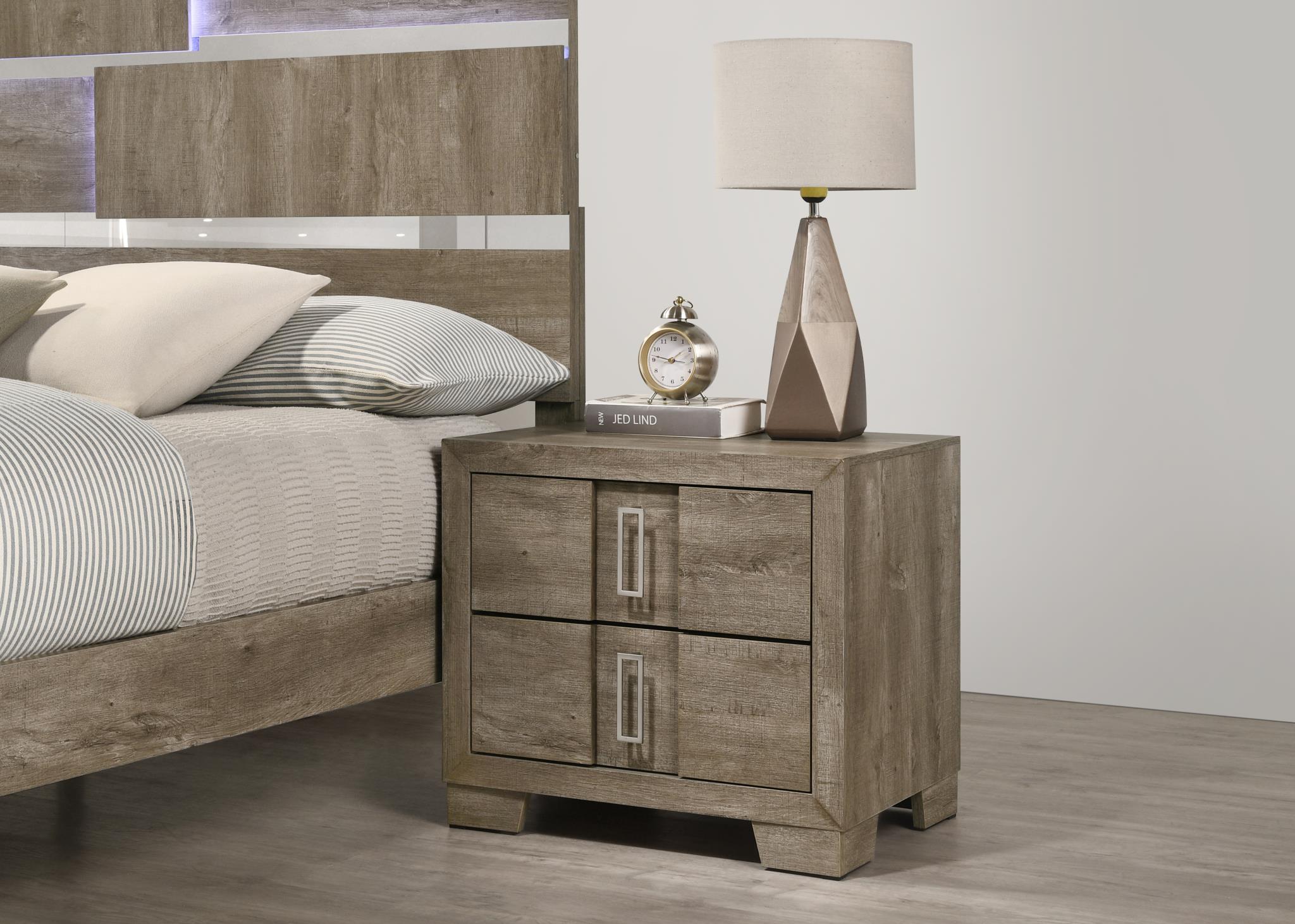 Weathered Oak 2-Drawer Nightstand - B348-N