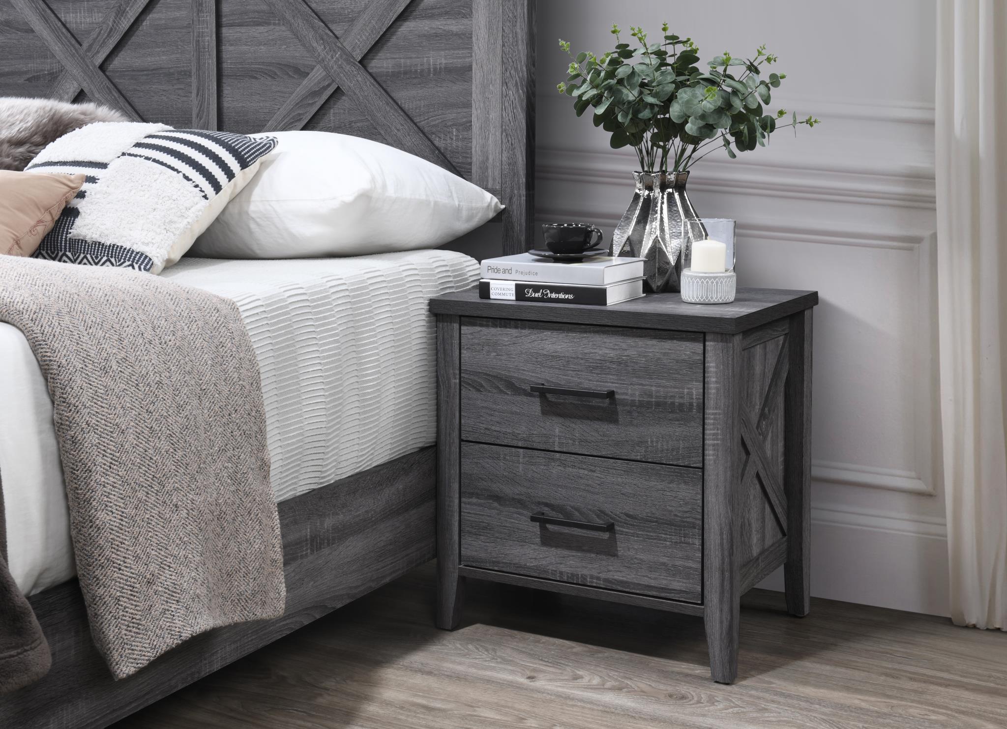 Rustic Gray 2-Drawer Nightstand - B517-N