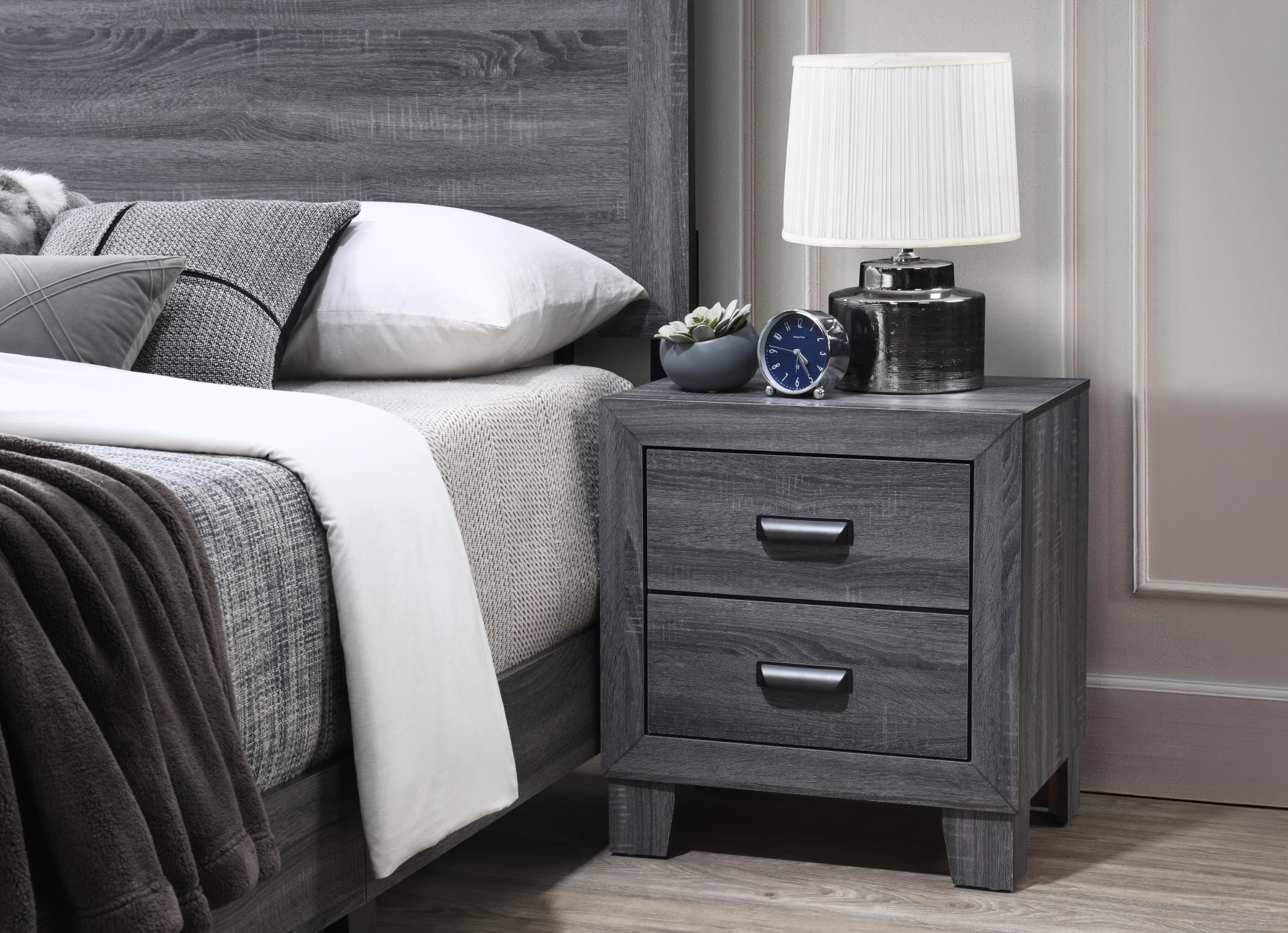Rustic Dark Gray 2-Drawer Nightstand - B519-N