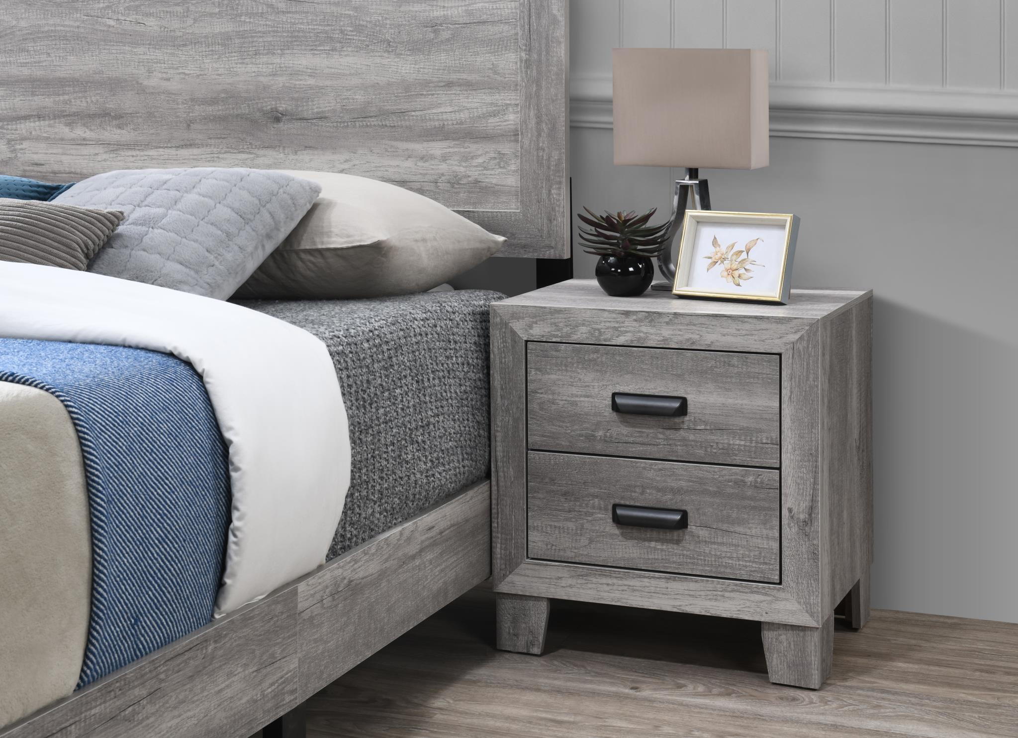 Rustic Light Gray 2-Drawer Nightstand - B520-N