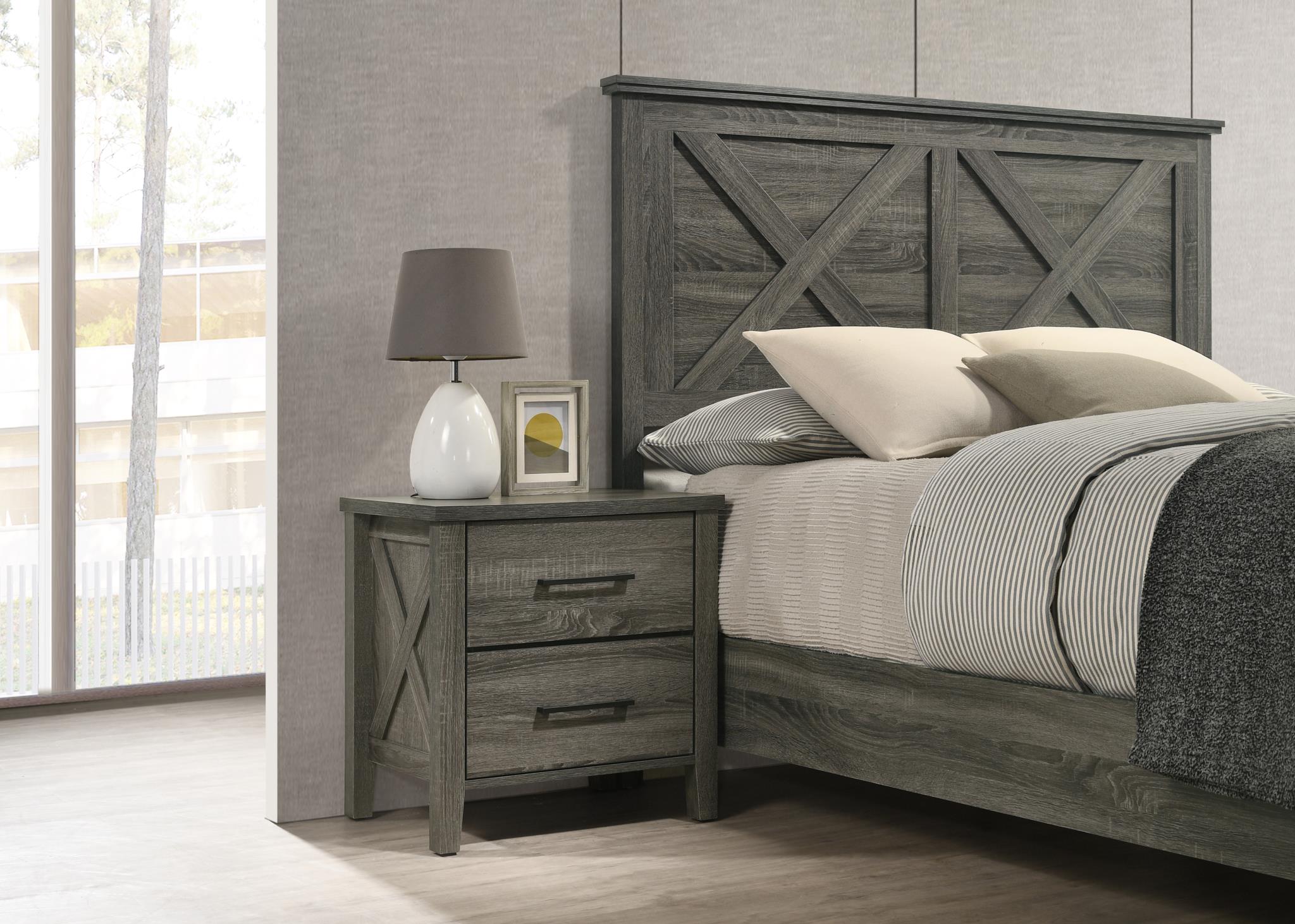 Rustic Gray 2-Drawer Nightstand - B522-N