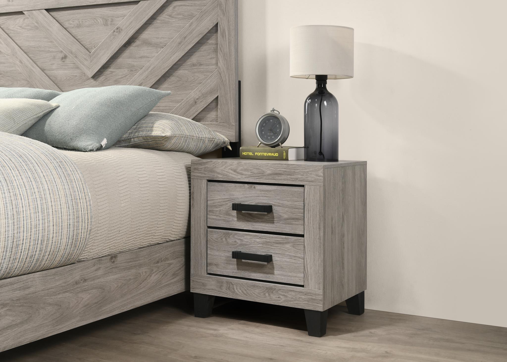 Light Gray 2-Drawer Nightstand - B528-N