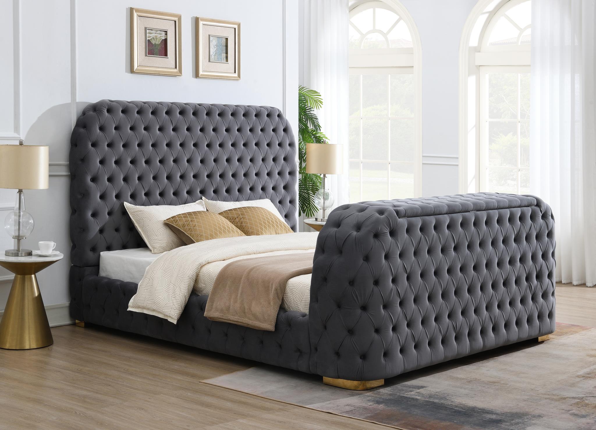 Gray Velvet Queen Smart Bed - B541-Q