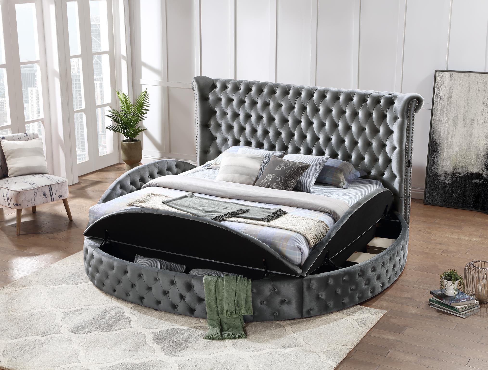Gray Velvet King Smart Bed - B546-K