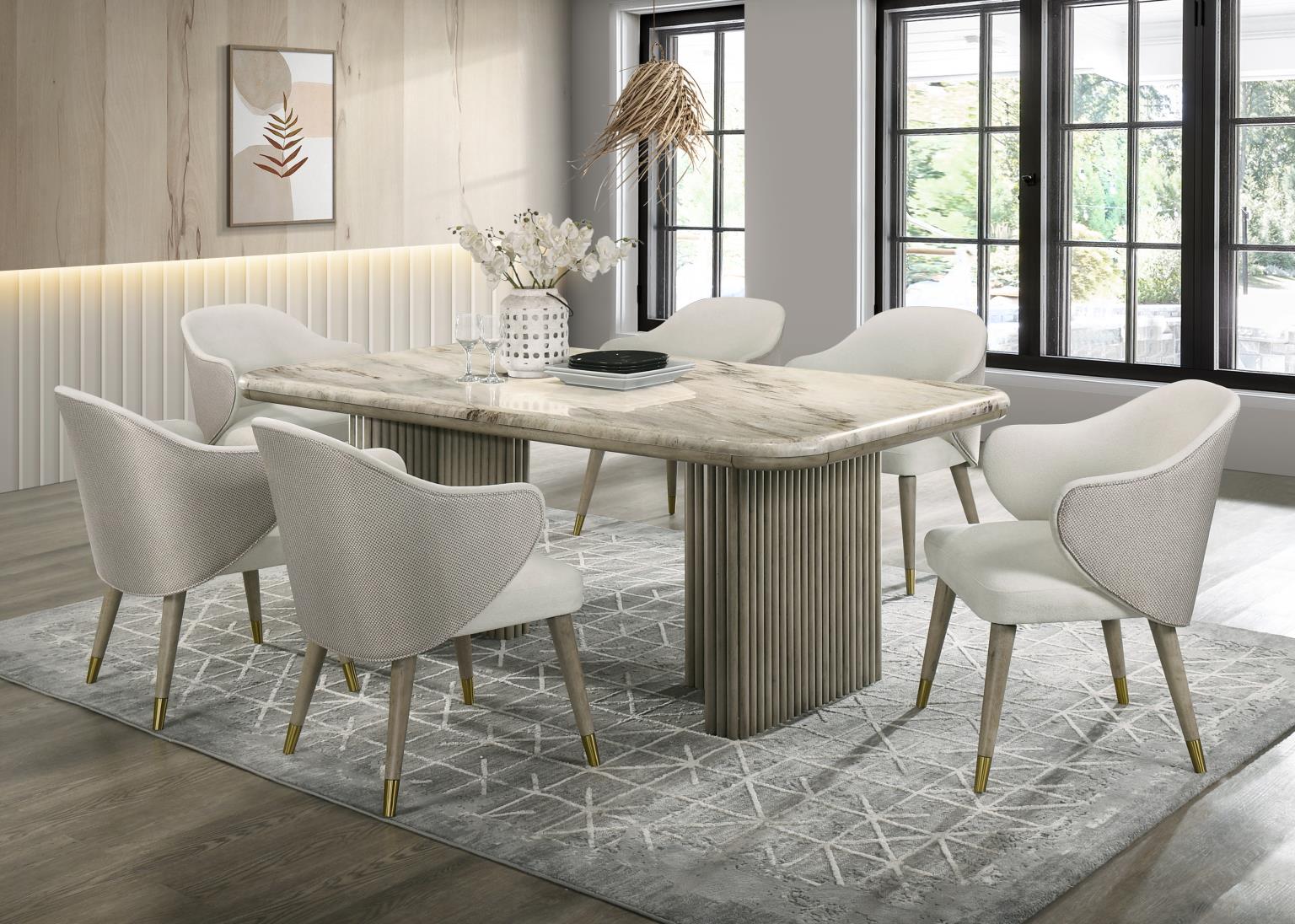 Gray Oak Finish Dining Set – D070-5PC