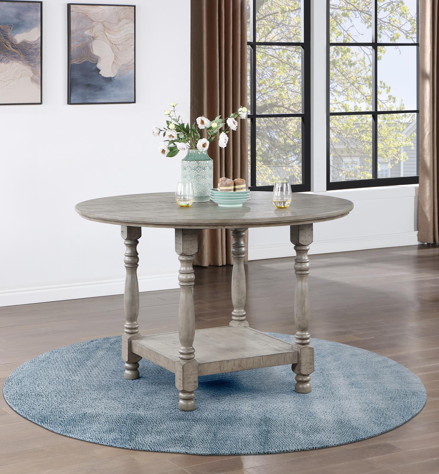 Gray Round Counter Height Table – D114-T