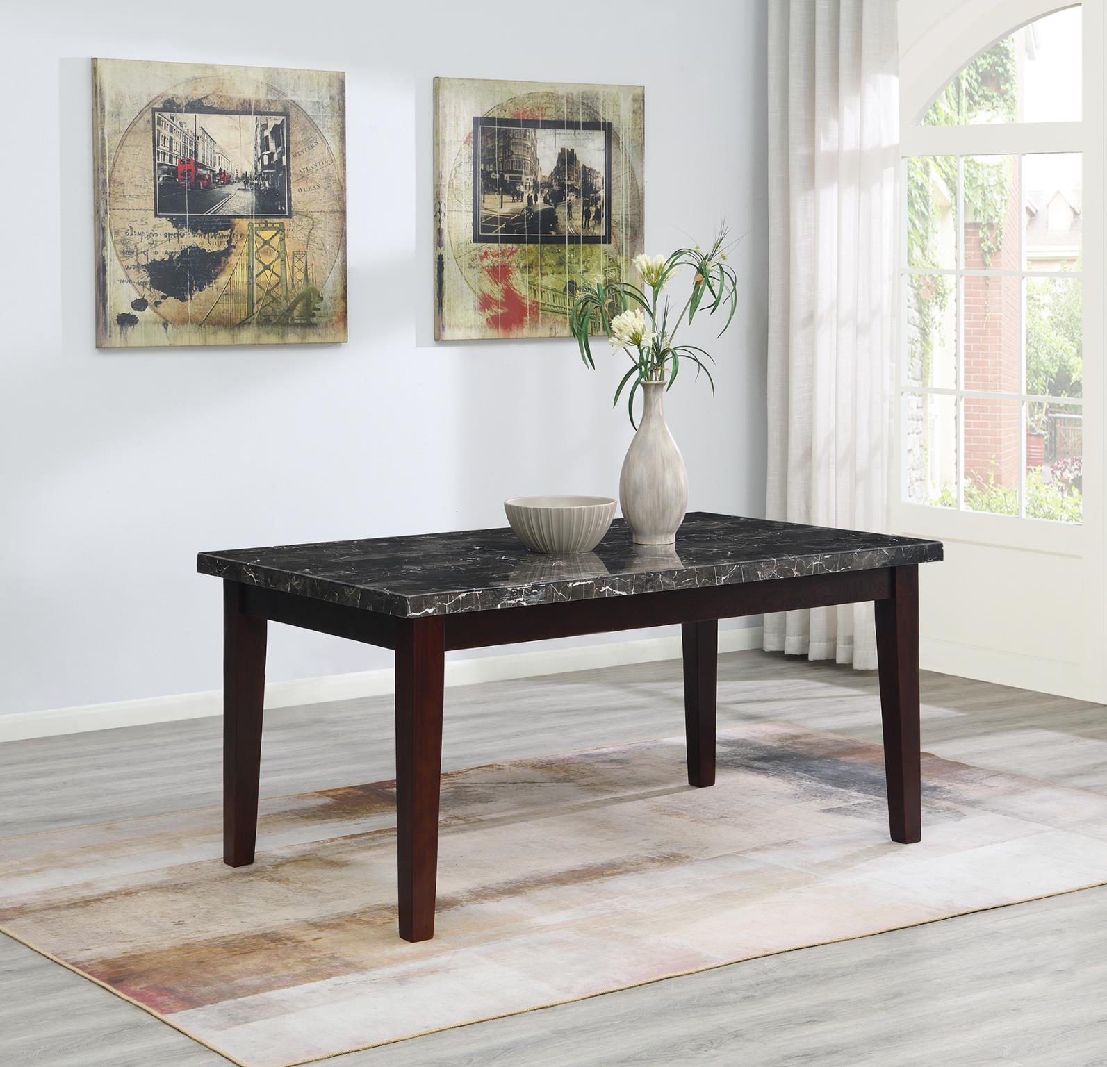 Dark Gray Marble Dining Set – D128-5PC
