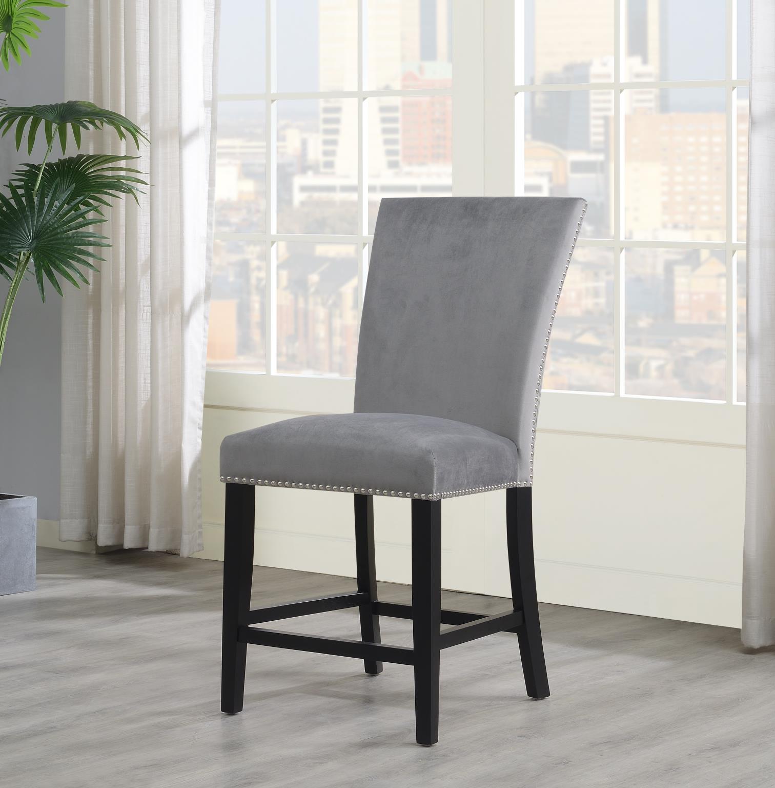 Gray Velvet Counter Chair - D134C-GRY