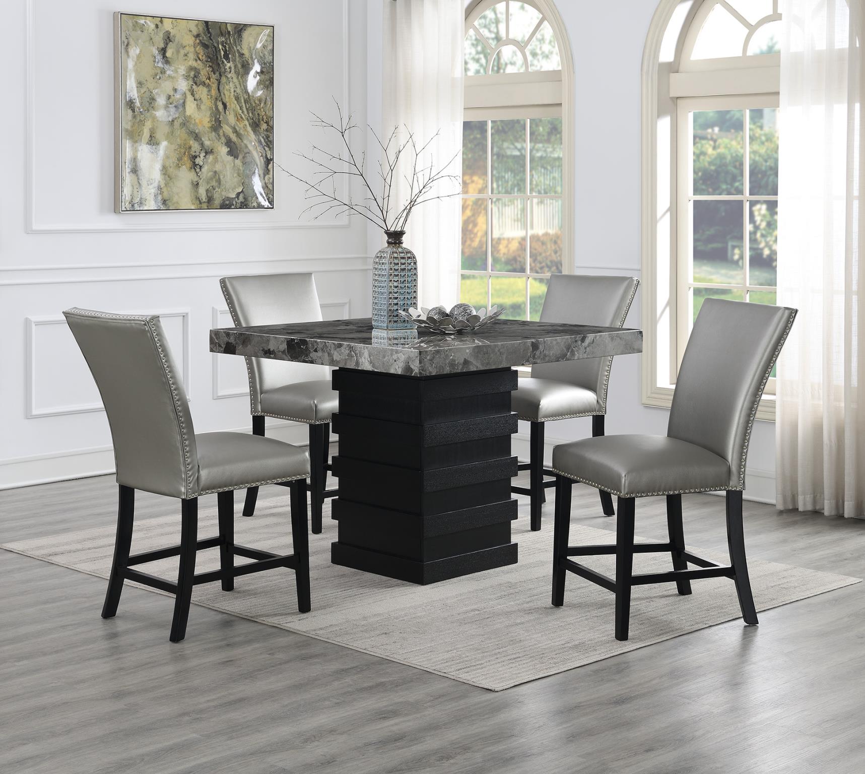 Gray Faux Marble Counter Table – D136-T