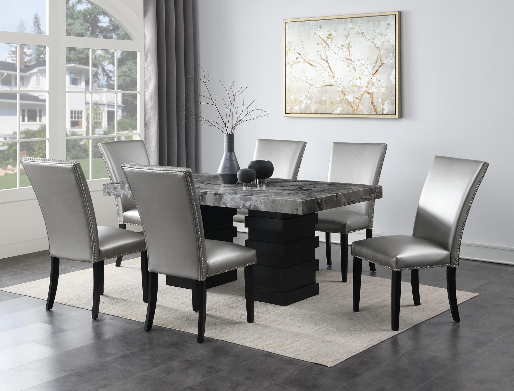Gray Faux Marble Dining Table – D137-T
