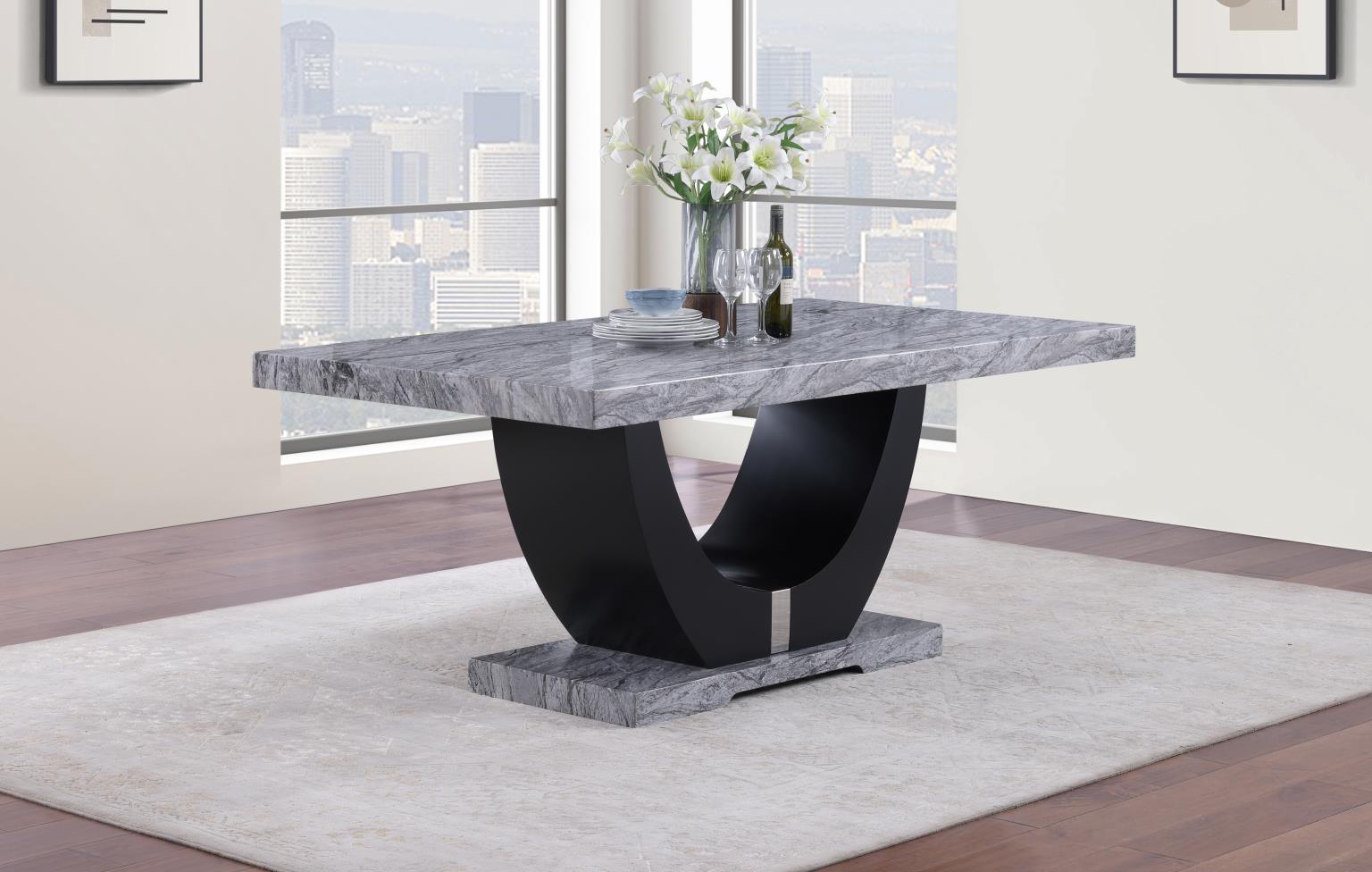 Gray Faux Marble Dining Table – D144-T
