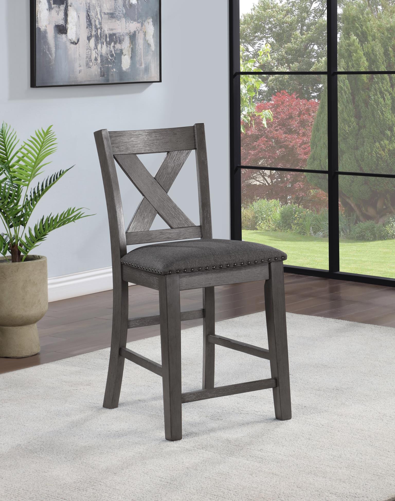 Gray Counter Height Table with 6 Counter Chairs – D160-7