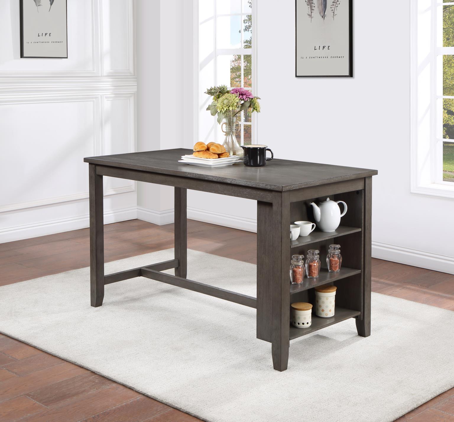Gray Pub Table with Wine Rack – D176-T