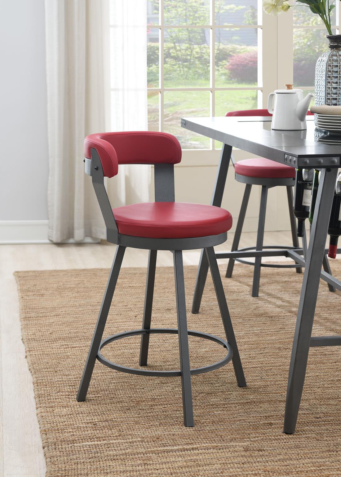 Industrial  Table & 4 Side Chairs Dining Set – D208-5PC-RED