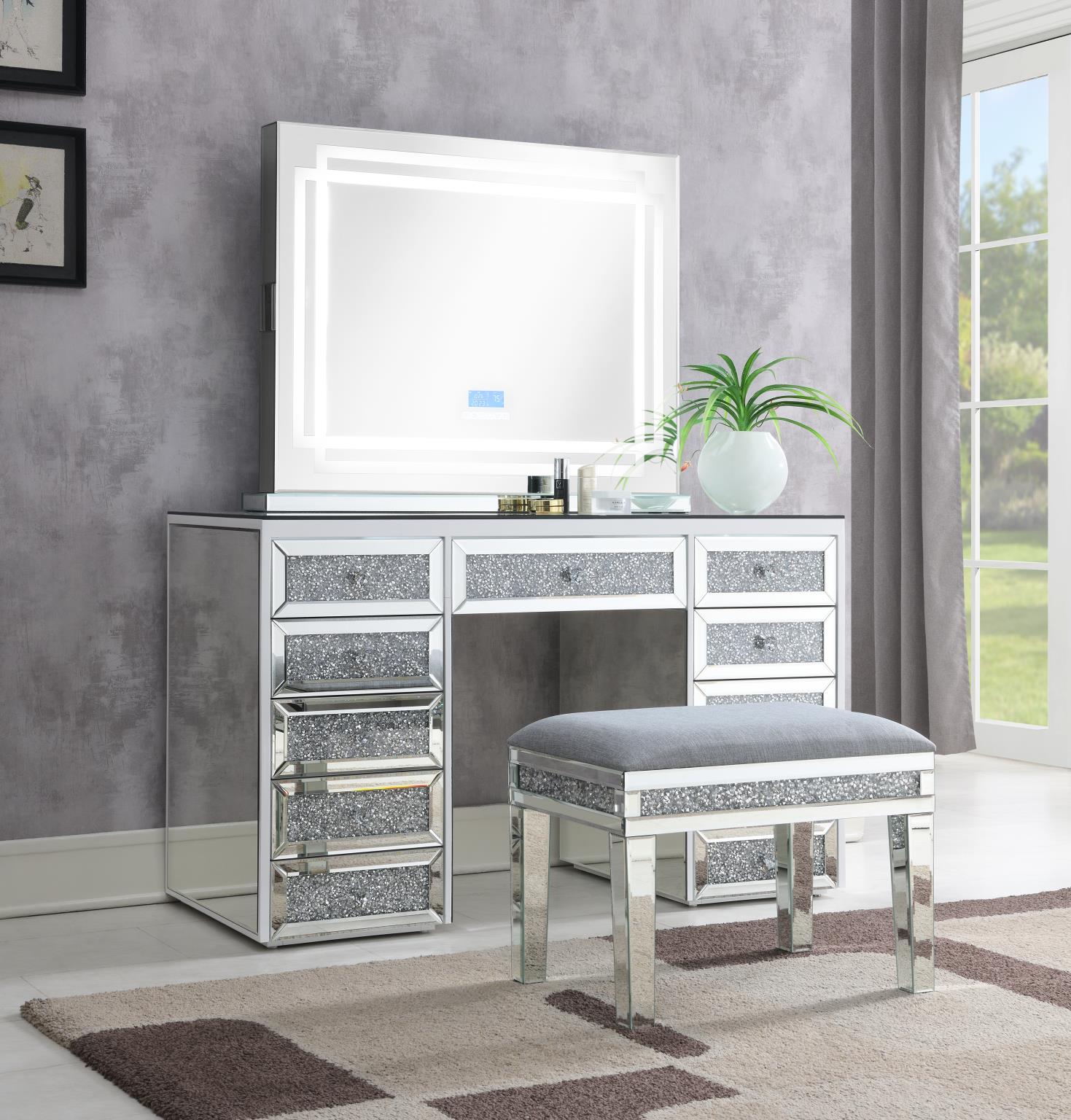 Glamour Vanity Set with Bluetooth Hollywood Mirror – G-310/G445-VDM-BTLED