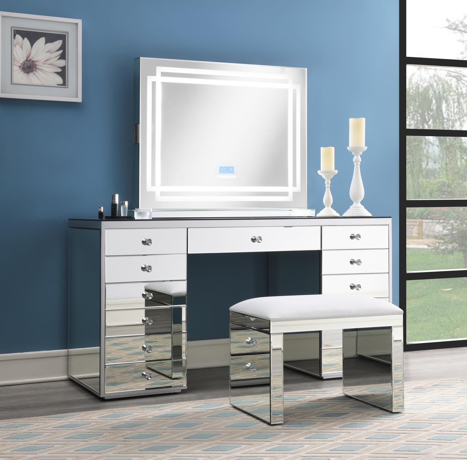 Glamour Vanity Set with Bluetooth LED Mirror – G-317/G450-VDM-BTLED