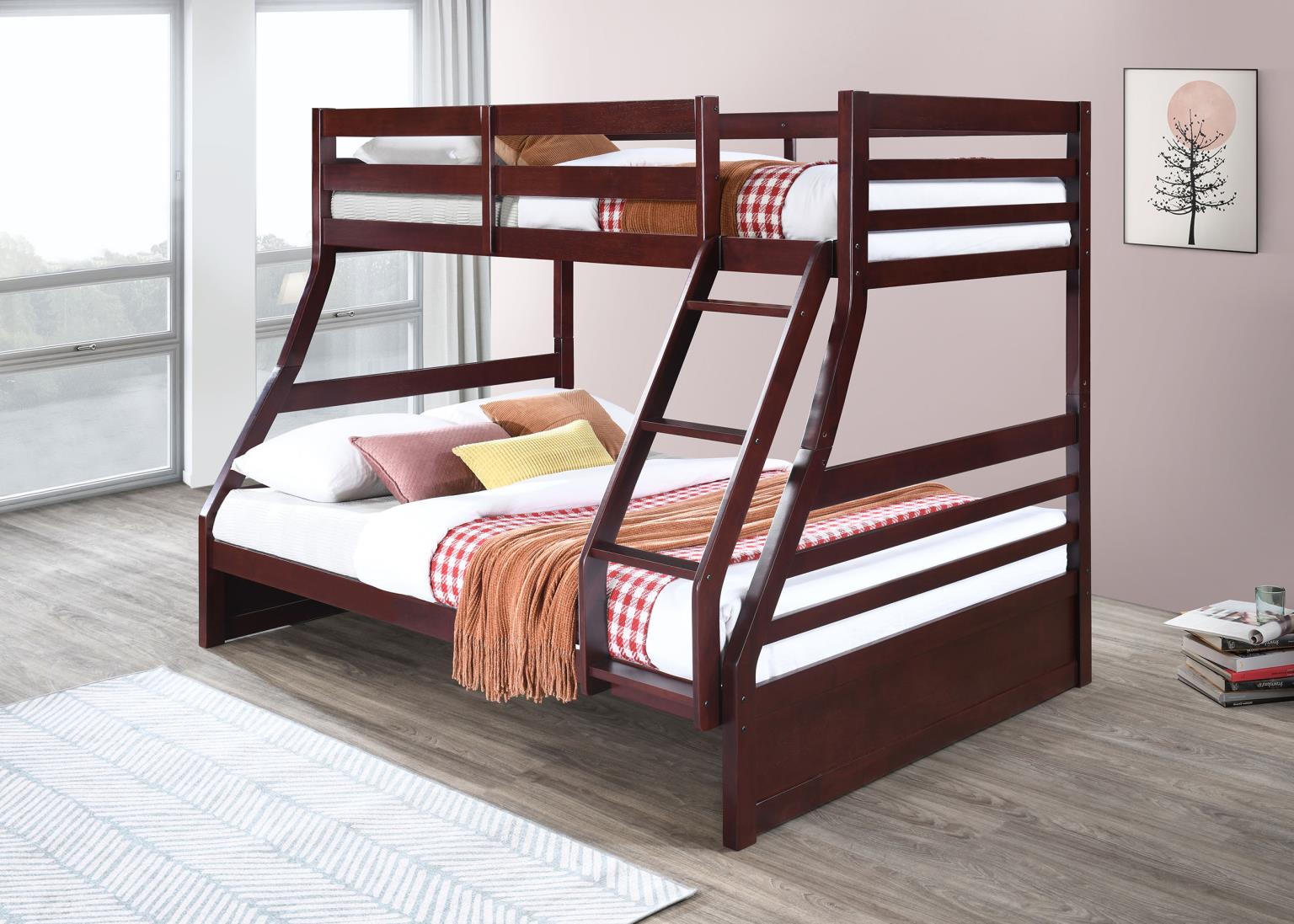 Dark Brown Twin/Full Bunk Bed – S091