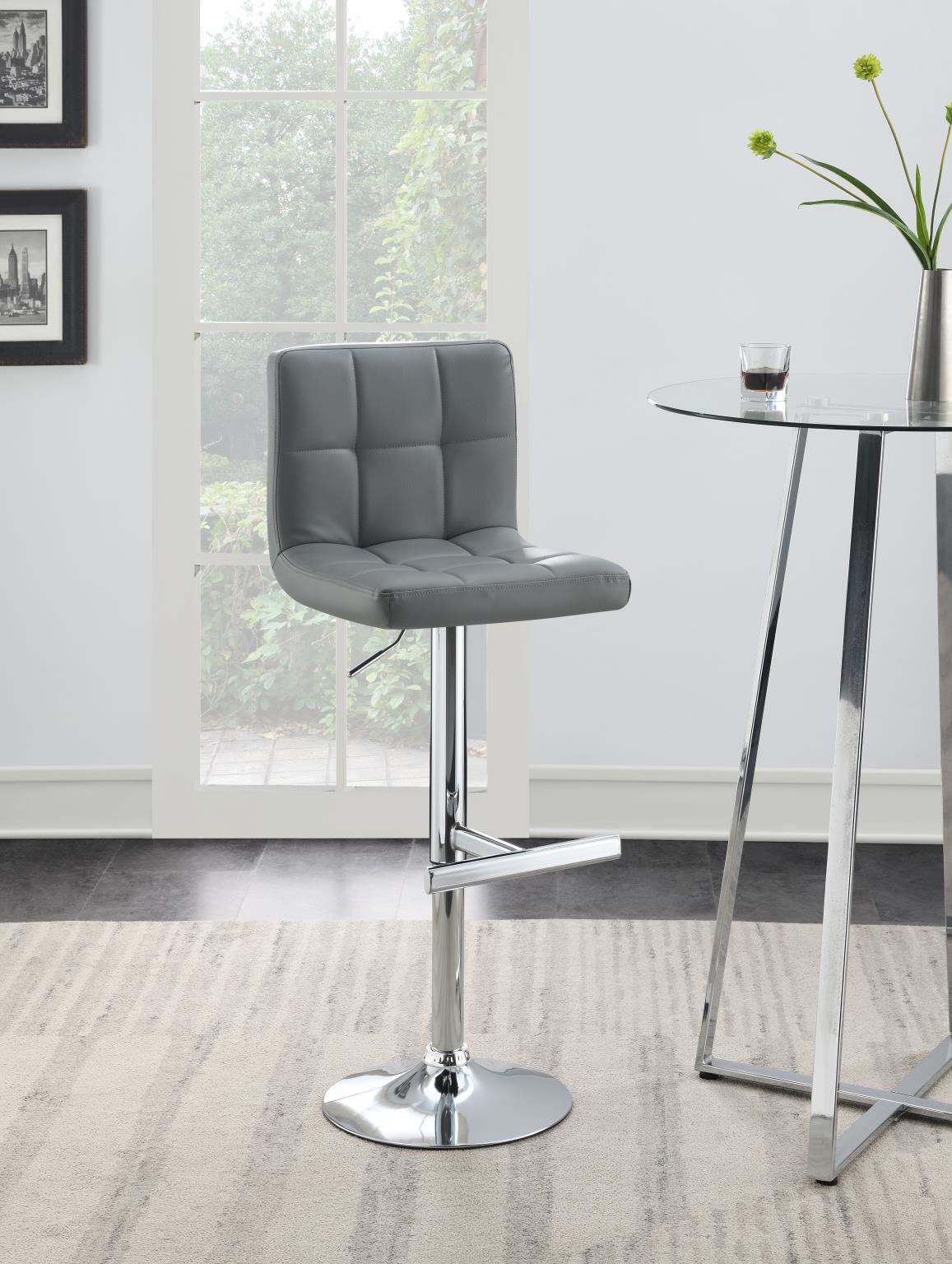 Gray Leather PU Bar Stool with Chrome Base – ST140-GRY