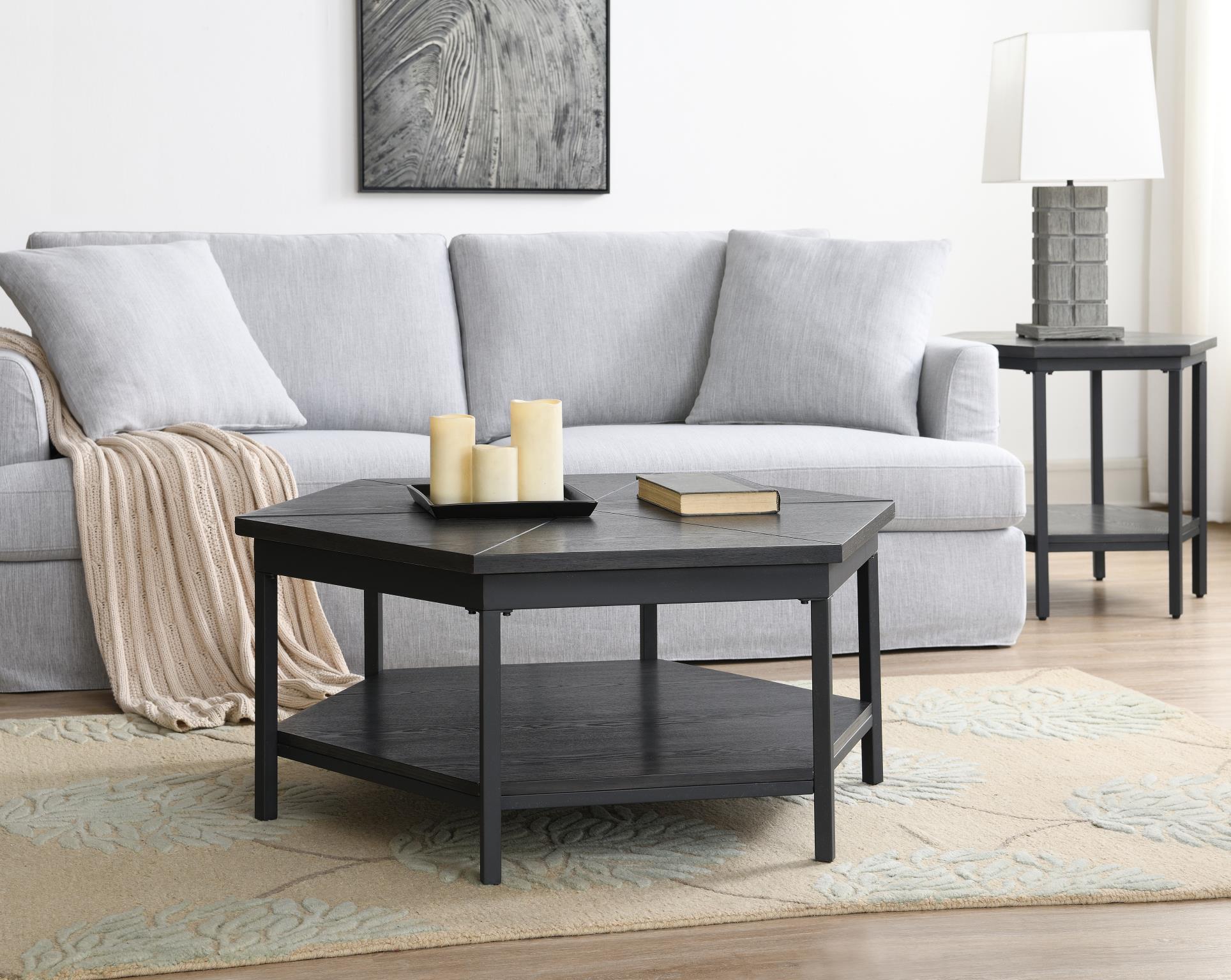 Charcoal Gray Octagon Coffee Table with Triangular Top – T103-C
