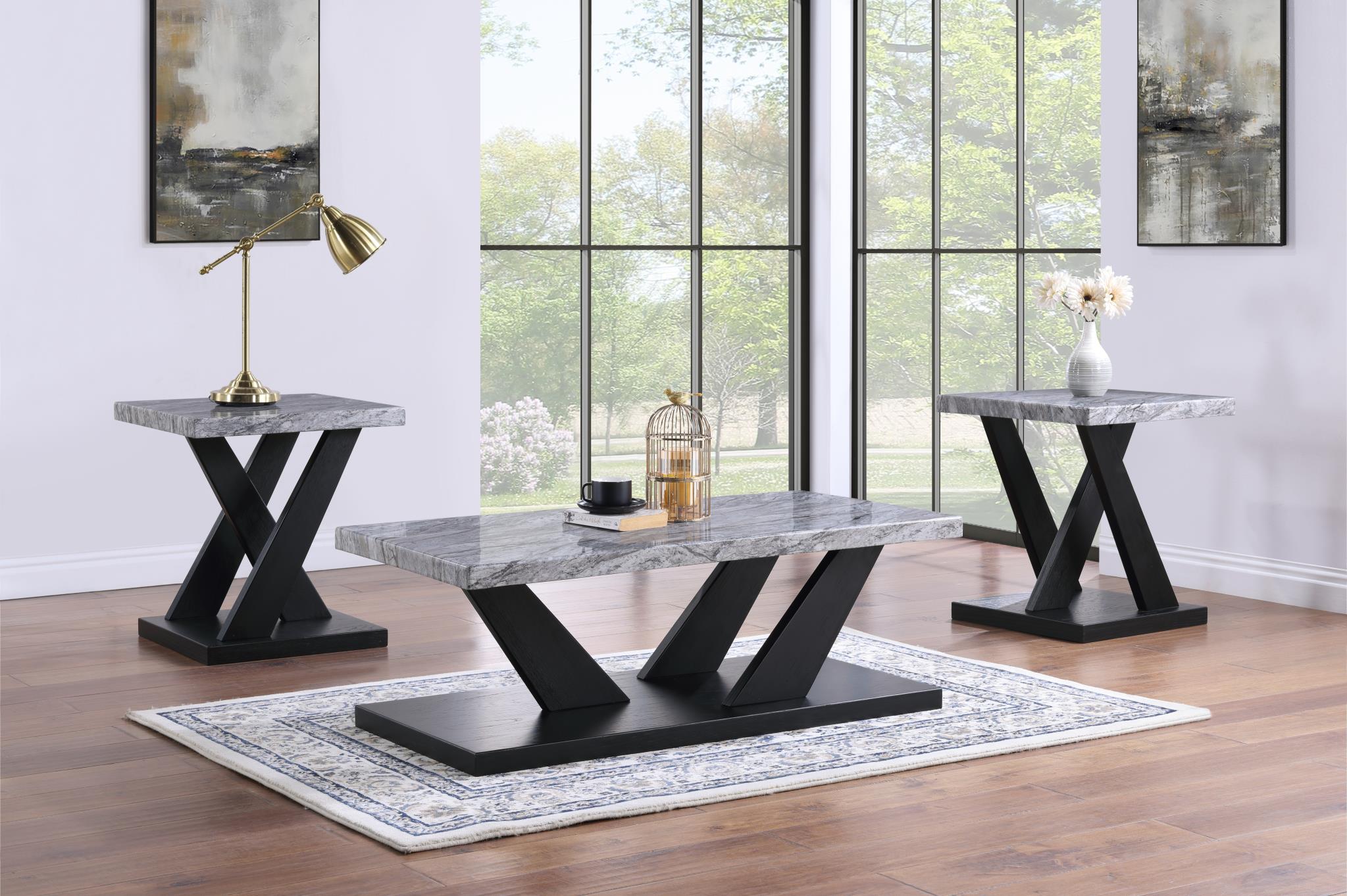 Gray Marble Top 3-Piece Table Set – T122